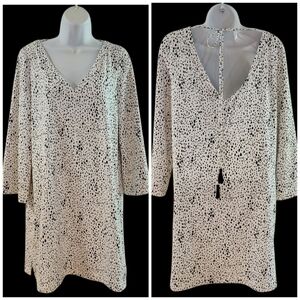 Persifor White & Black Speckled‎ Dress Tie Back Size Medium